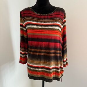 Ruby Rd Petite Striped Multicolor Women's Top PXL